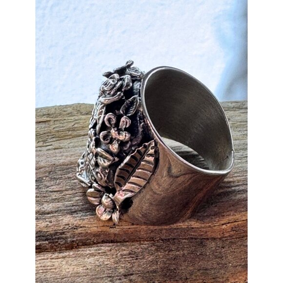 Sterling Silver 925 Día de los Muertos Sugar Skull Ring JJ Size 9 1/2 19.83g - Picture 7 of 14